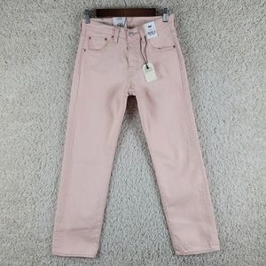 Levi's Fresh 501 Denim Jeans Women's Size 27 x 28 Pink Straight Leg Cotton NEW